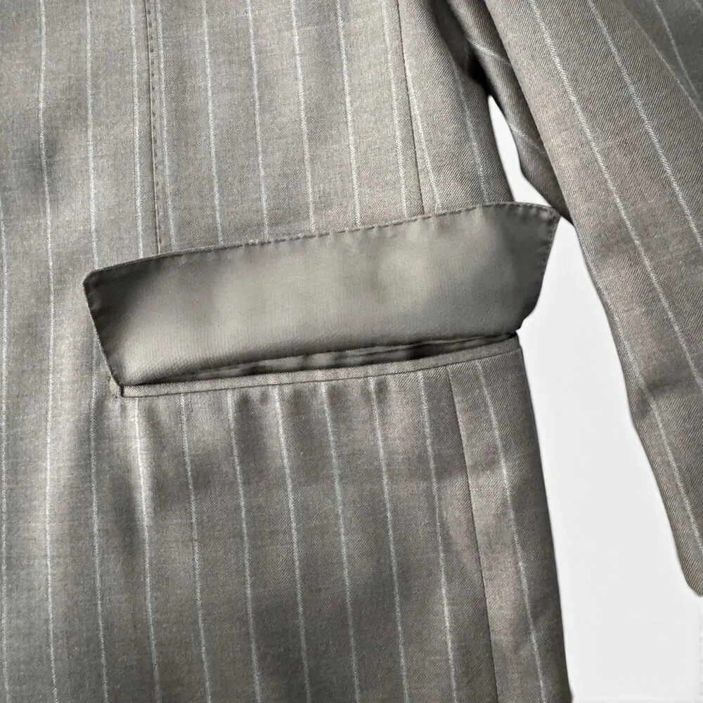 Ermenegildo Zegna Mila Fit Blazer Men 46R/60R Brown Pinstripe Wool Sport Coat